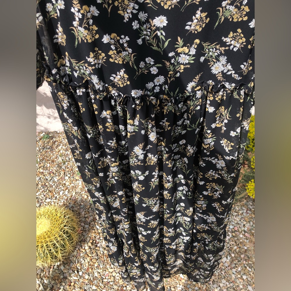ASTR the label bohemian maxi black yellow floral long sleeve dress - Picture 14 of 14